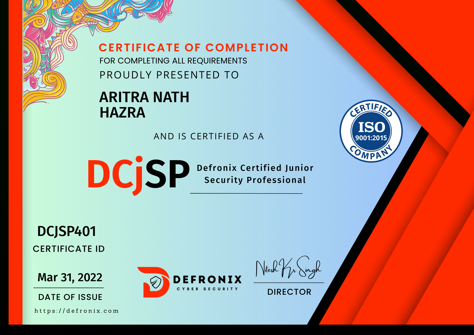 Metaxone Ethical Hacking Course Certificate